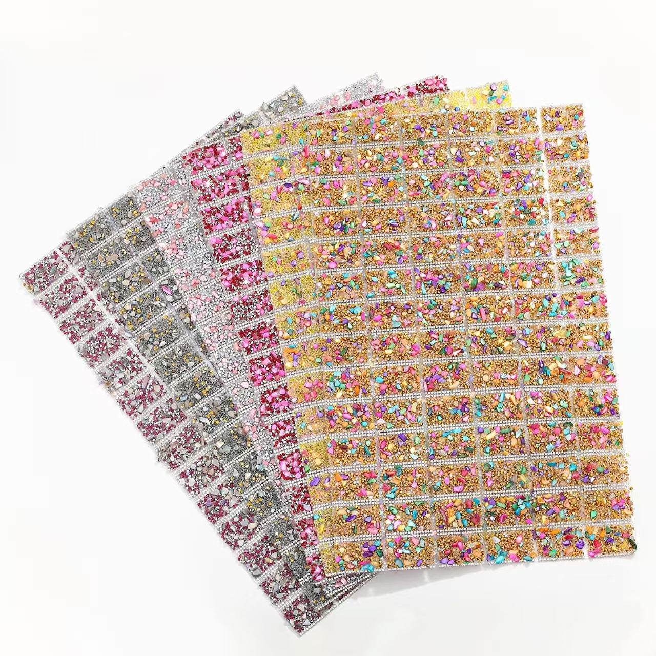 tape:6-Color Pointed bottom rhinestone with colored gravel double-sided tape square drill piece [whole piece 24 * 40cm small square 3 * 4cm]