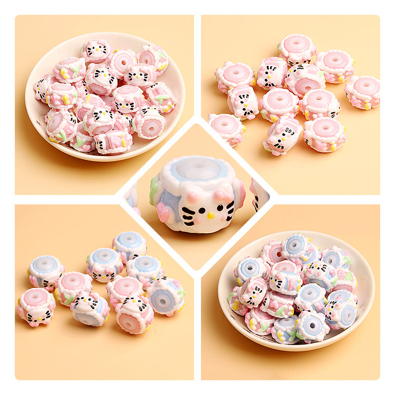 No.3kt cat hand-painted beads/painted beads/string pen DIY/car hanging/mobile phone keychain accessories