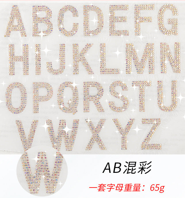 9-color Set,4cm*2.5cm every letters, 26-letter crystal rhinestones, DIY 24cm*24cm/set