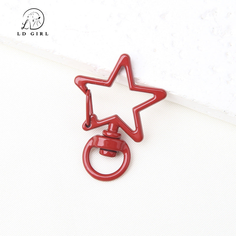 A pentagram spring buckle, colored alloy paint, keychain, DIY material