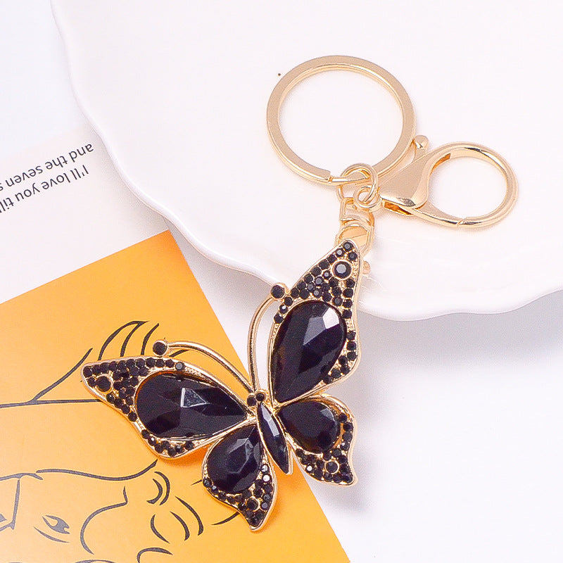 18-Color Stone Diamond Butterfly Keychain, Necklace