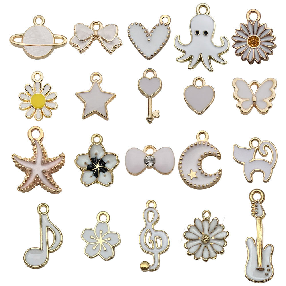 Mixed 20 white gold plated enamel charm metals, alloys