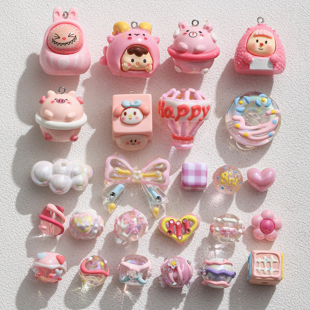 Pink special-shaped/heavy industry hand-painted beads/DIY accessories【桃之夭夭】