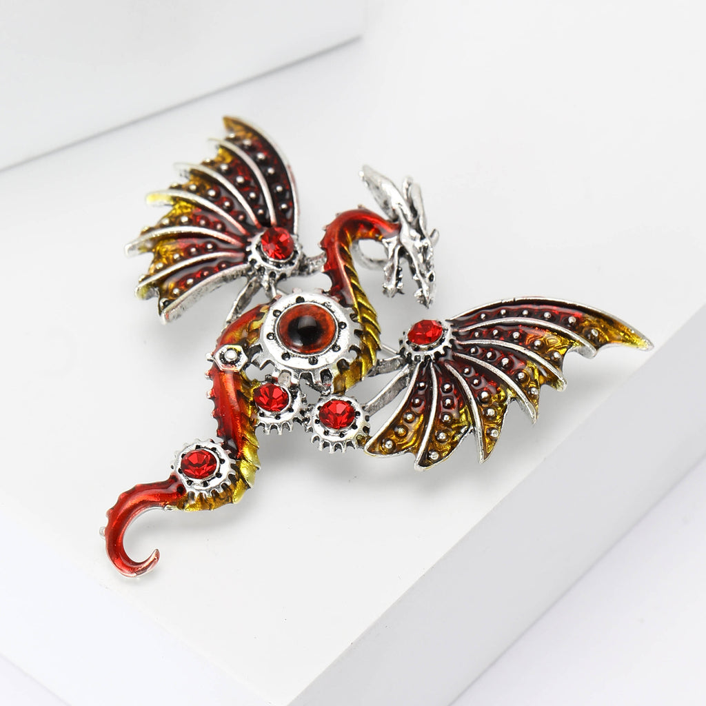 4-Color new electroplated dragon brooch