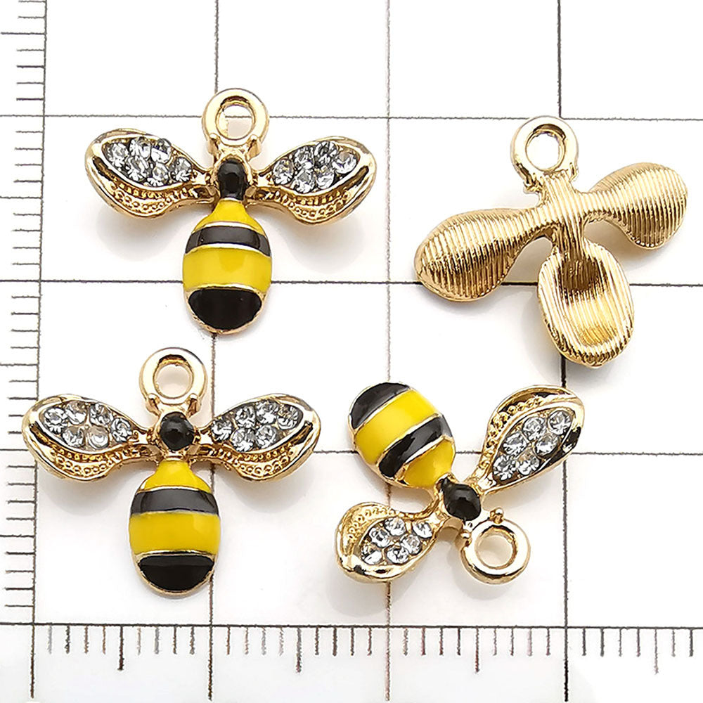 NO.23-3 Alloy bee series gold plated enamel charm