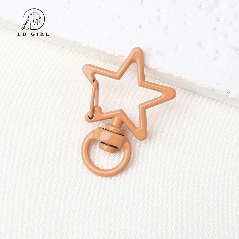 A pentagram spring buckle, colored alloy paint, keychain, DIY material