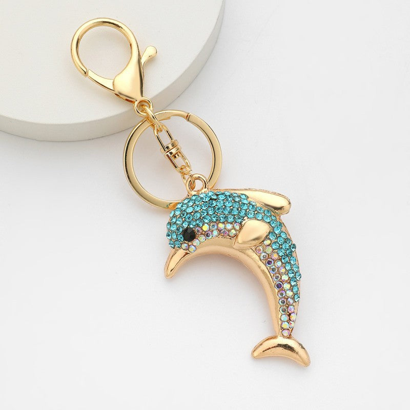 9-Type Colorful Ocean Animal Diamond Wallet Pendant Key Ring