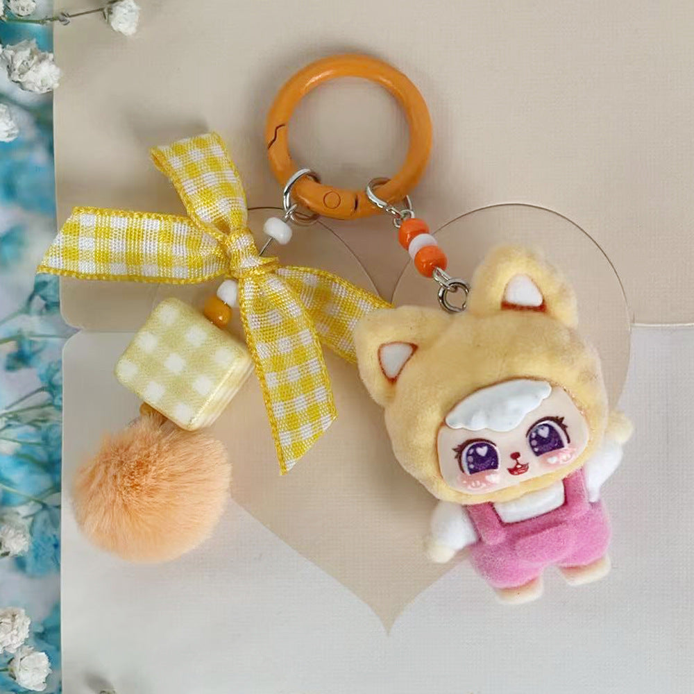 Flocking beckoning cat pear, cat jewelry accessories B