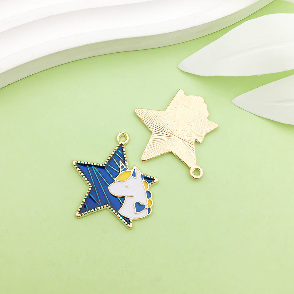 NO.22-3 lake blue mixed 31 assorted gold plated enamel charm
