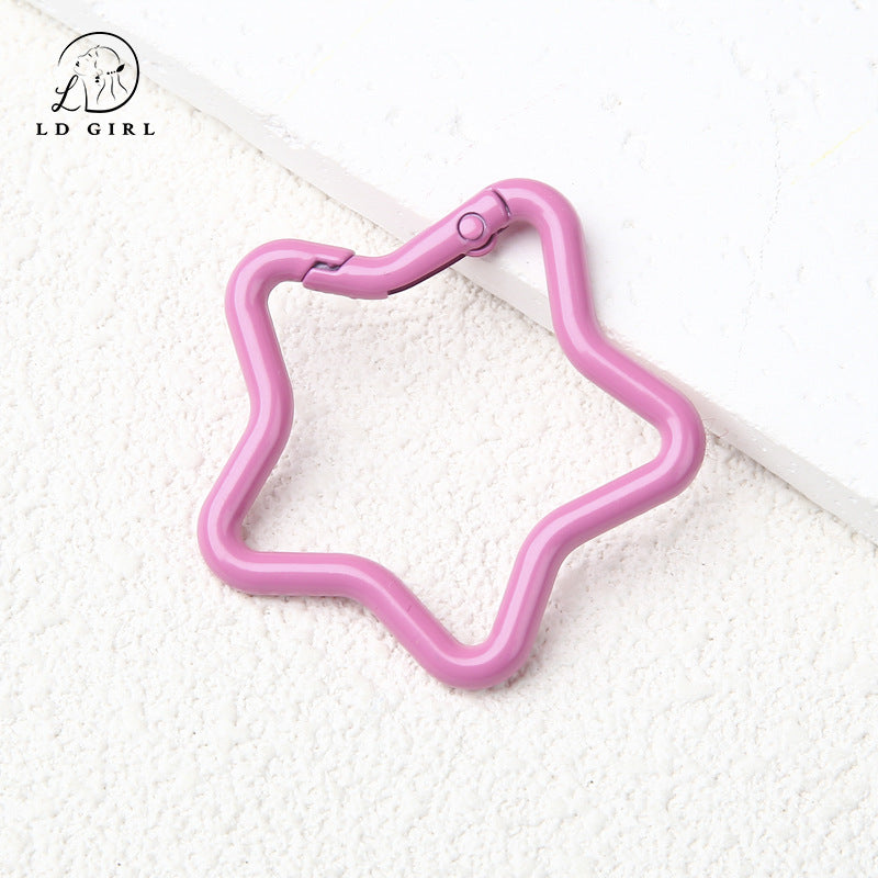A paint alloy big heart, five-pointed star, spring ring, keychain, spring ring DIY jewelry accessories
