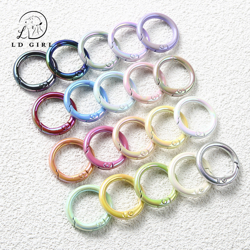A Color electroplated spring buckle, paint zinc alloy, spring ring, round buckle, jewelry accessories, DIY handmade spring buckle