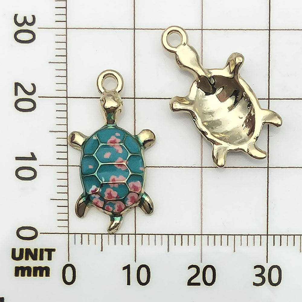 NO.18 Turtle gold plated enamel charm metal, alloy