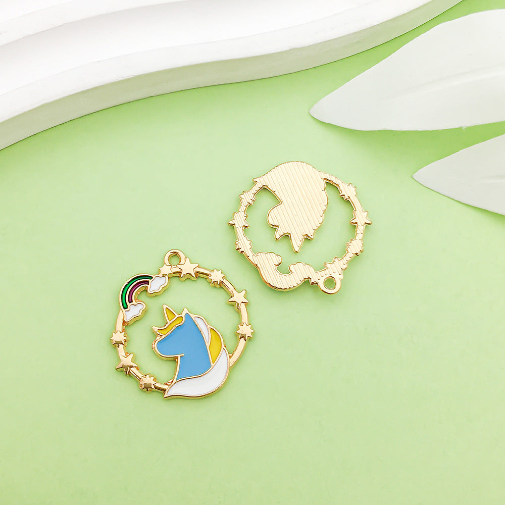 NO.22-3 lake blue mixed 31 assorted gold plated enamel charm