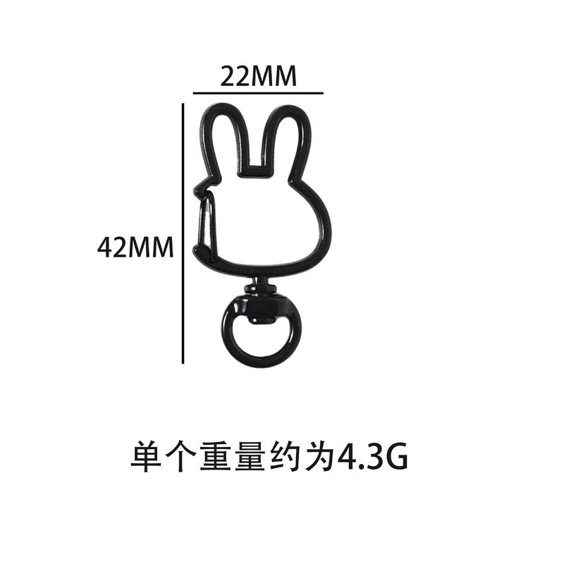 A spring buckle, universal rotation, candy-colored bunny, cat love keychain, DIY jewelry accessories.