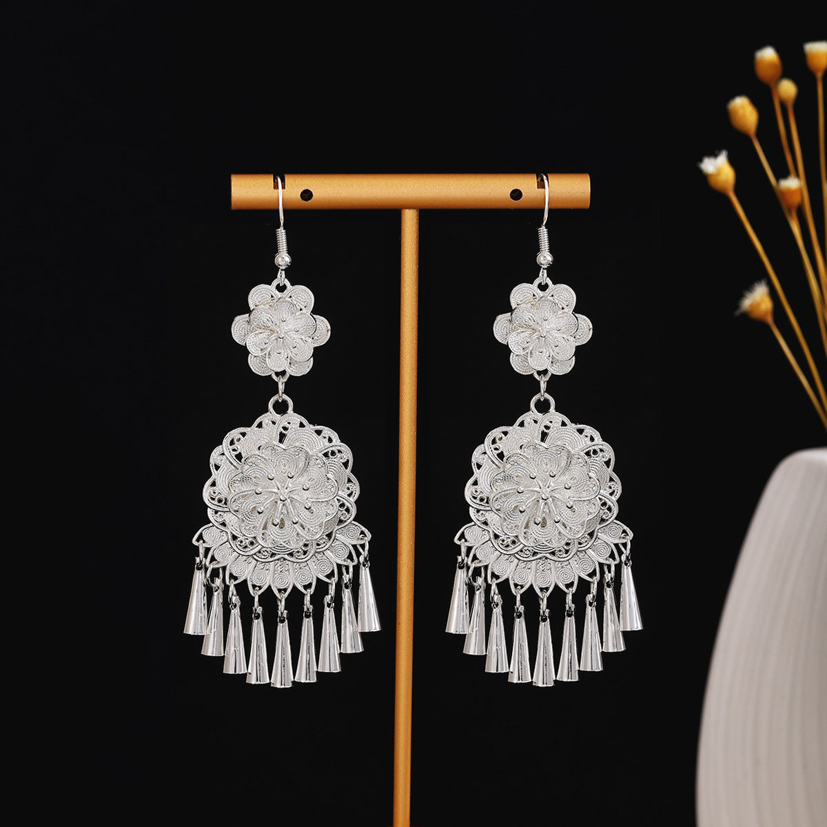 E6,Miao silver earrings