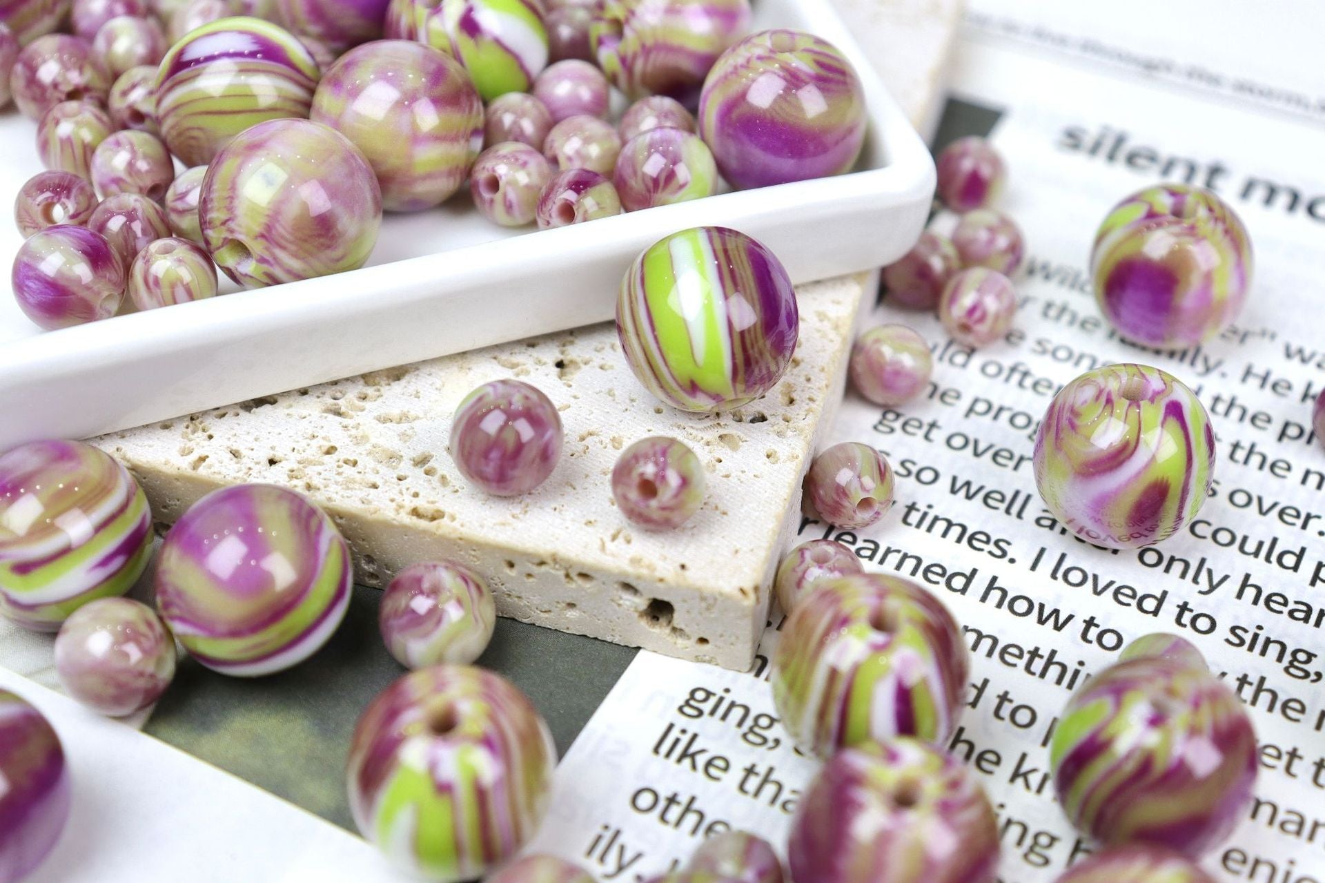 NO.25 Monet oil painting style vintage resin beads （莫奈油画风）朽木生花