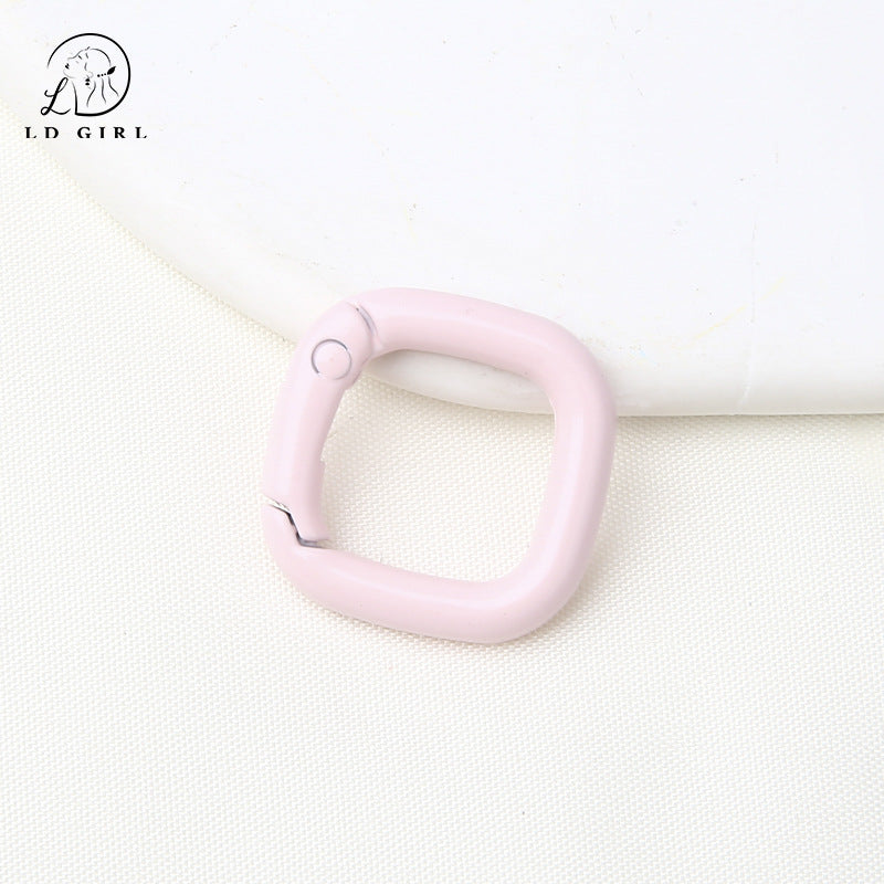 A colored paint, square spring buckle, DIY alloy jewelry accessories, keychain