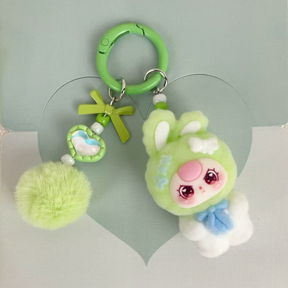 Flocking standing baby three-year-old pendant school bag bag cartoon DIY doll girl pendant student keychain gift