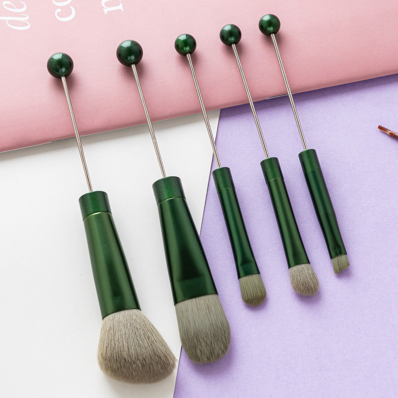 5 DIY metal handles, beaded makeup brush set