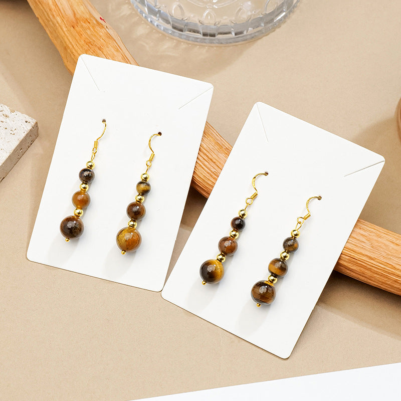 Natural Crystal Earrings - Tiger's Eye