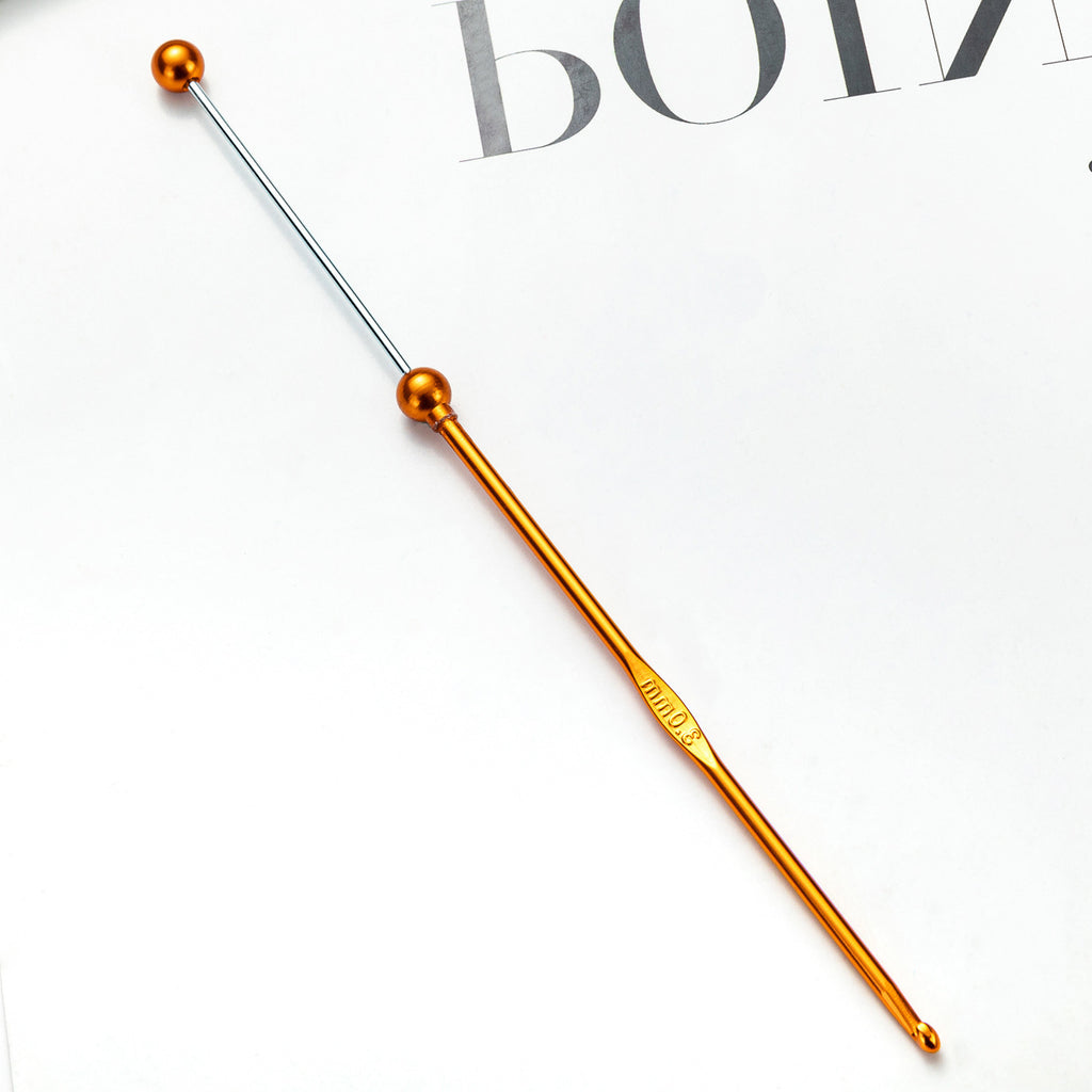 DIY beaded crochet needle, metal color aluminum crochet, sweater wool needle DIY hand-woven tool crochet