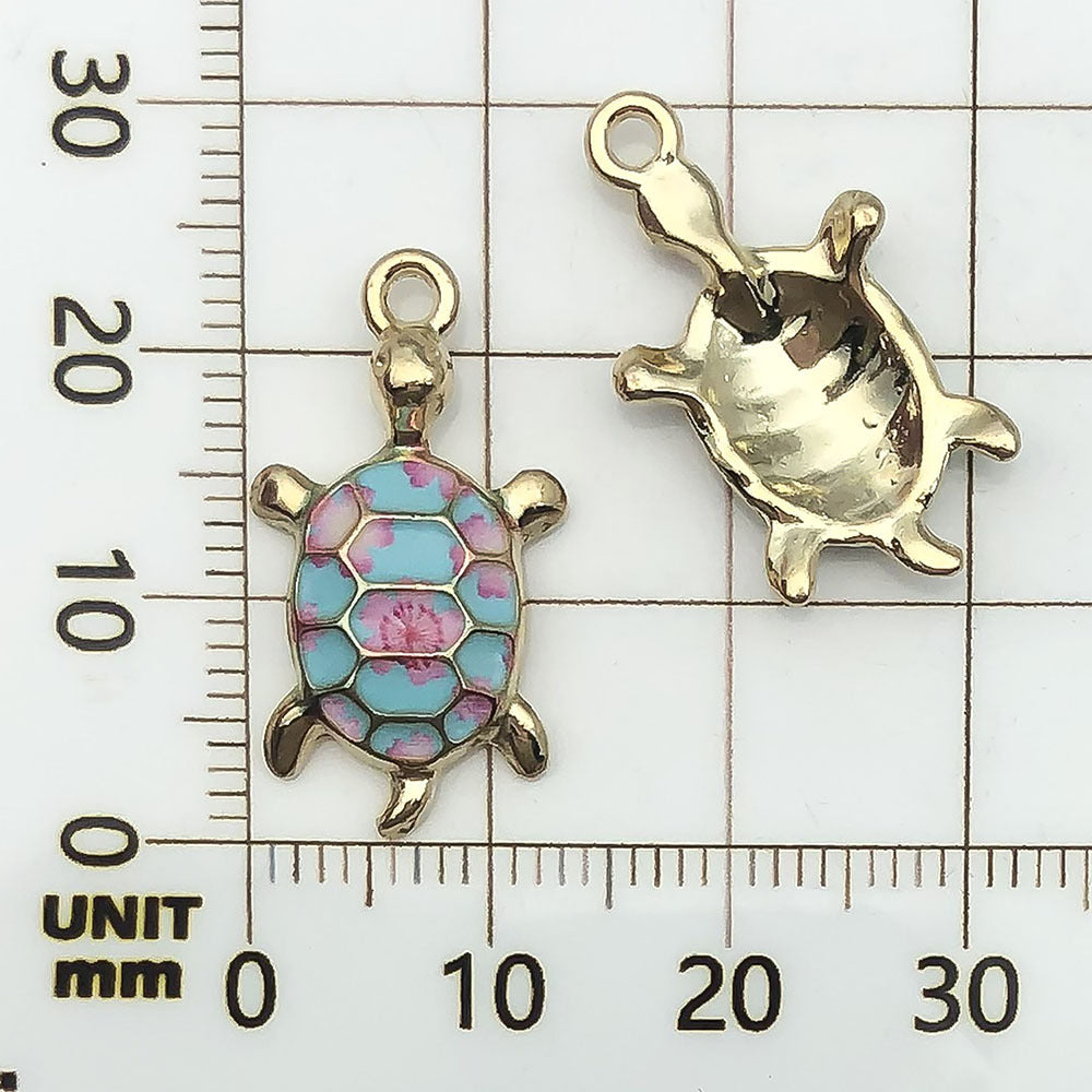NO.18 Turtle gold plated enamel charm metal, alloy