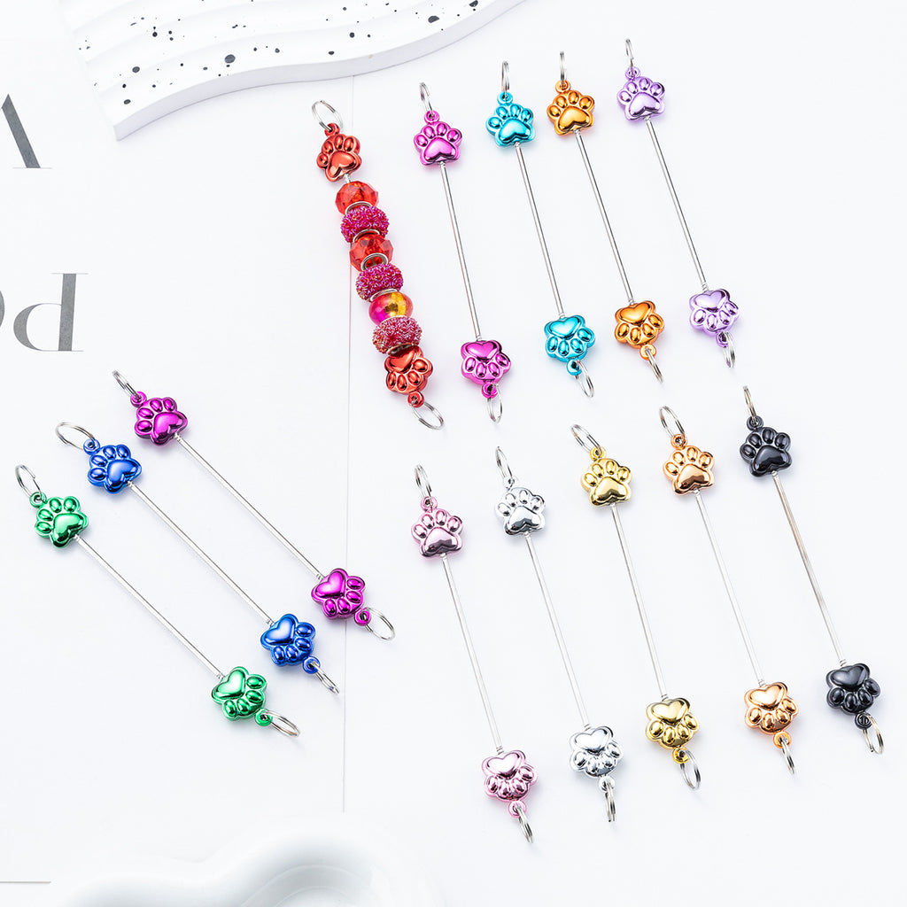13-Color Creative new DIY beaded pole, multi-color beaded cat claw keychain pole pendant, plastic beaded pole 11.7cm