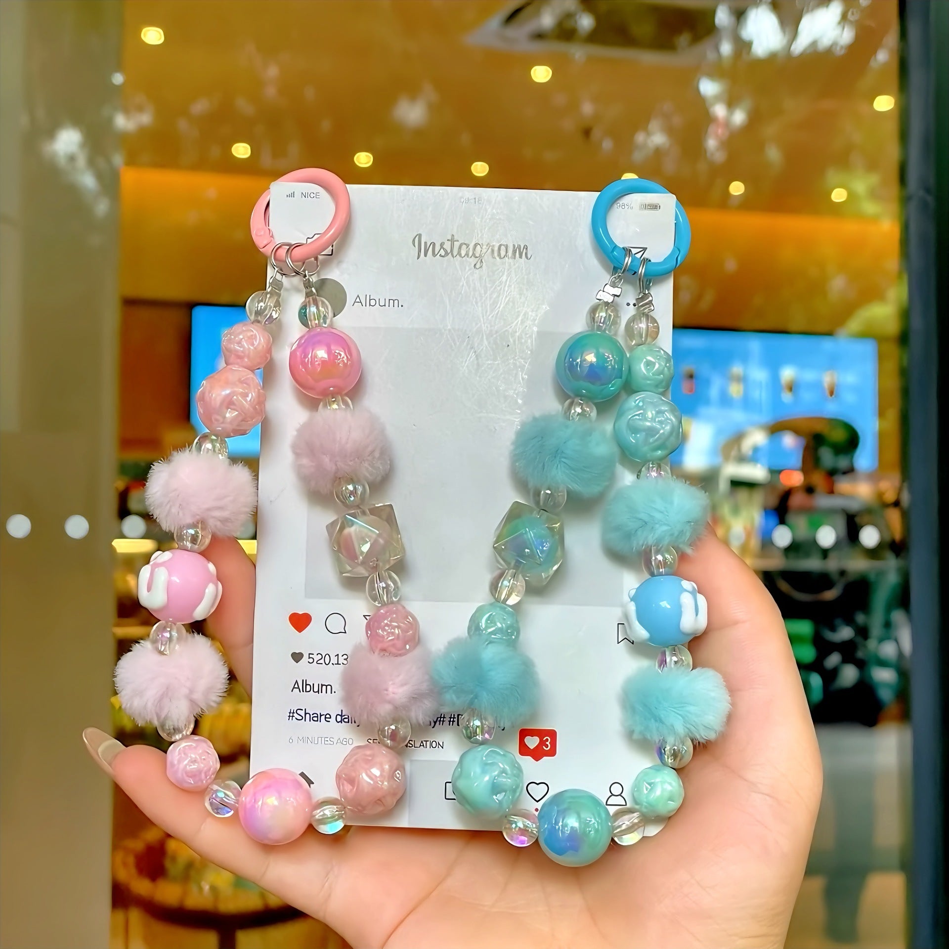 B4 new hairball hand-painted beads/mobile phone chain/bag hanging