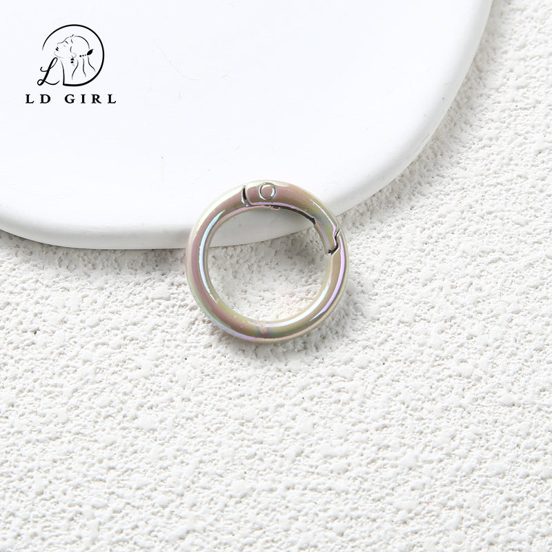 A Color electroplated spring buckle, paint zinc alloy, spring ring, round buckle, jewelry accessories, DIY handmade spring buckle