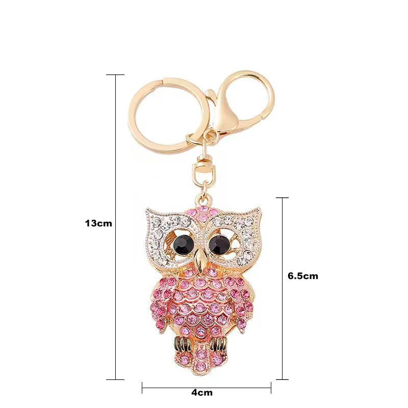 26-Color, Cartoon Owl with Diamonds, Metal Keychain