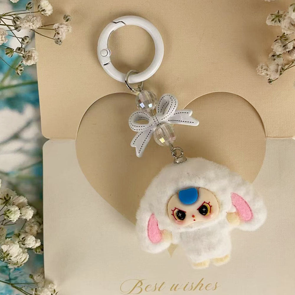 Big-eared baby three years old, flocked cartoon keychain
