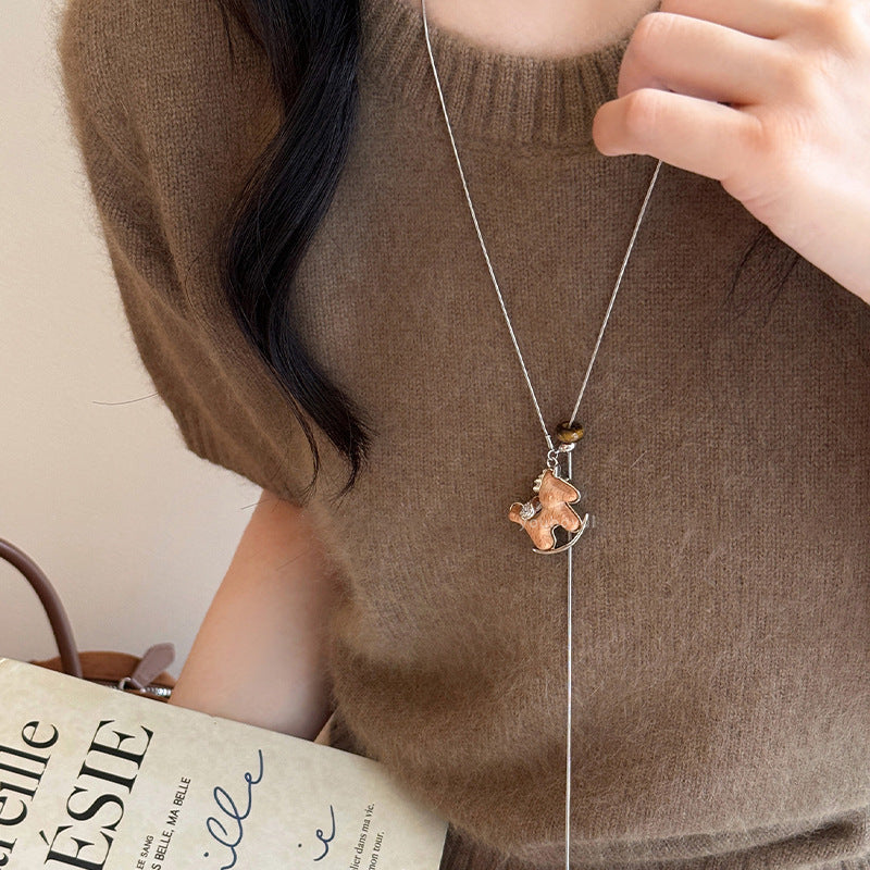 N1,Pendant necklace with long flowing chain