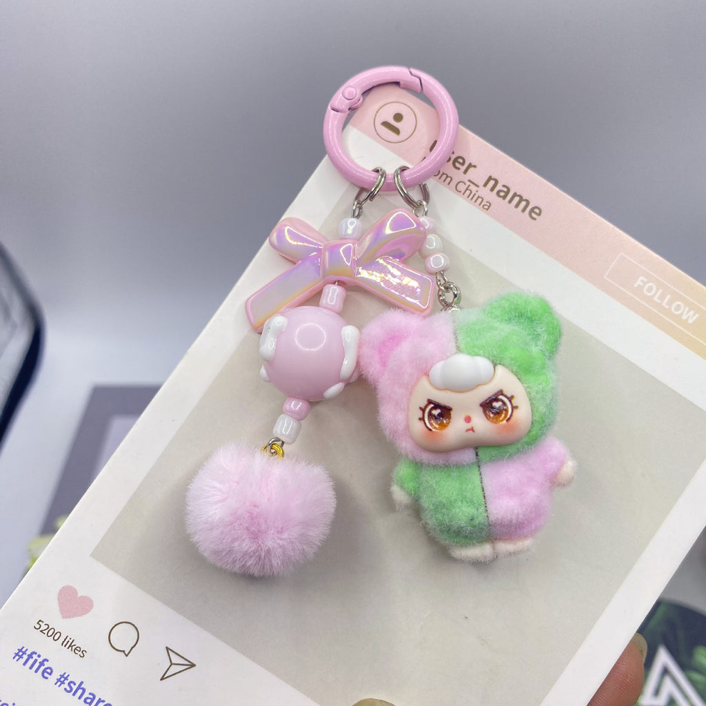 Flocking color matching, keychain pendant.