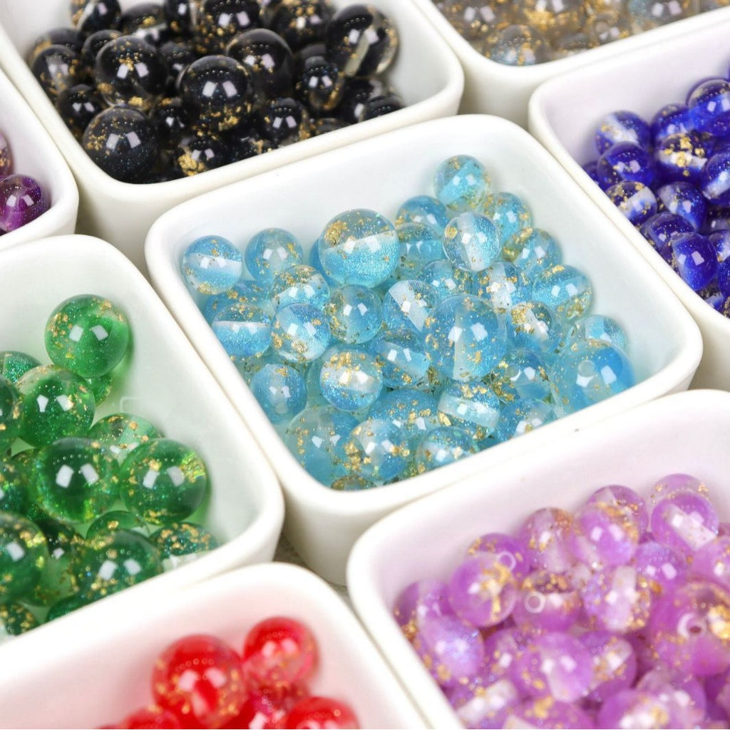 NO.22 Light Luxury Gold Flake Resin Beads 碧波流光