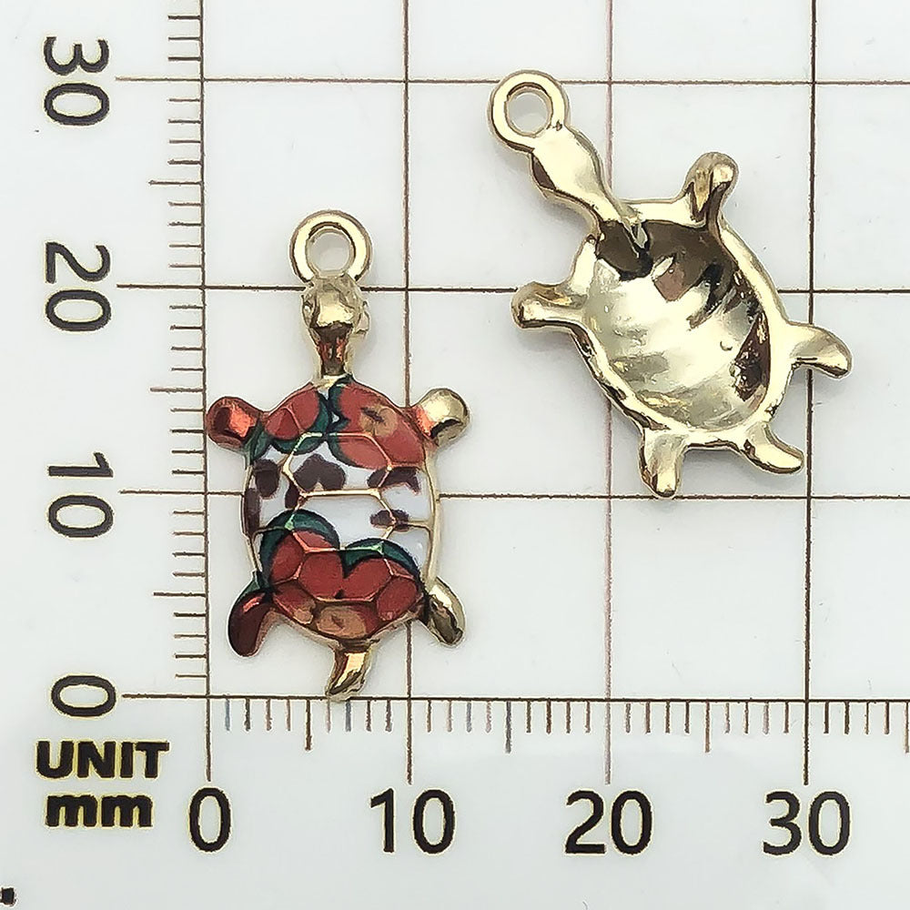 NO.18 Turtle gold plated enamel charm metal, alloy