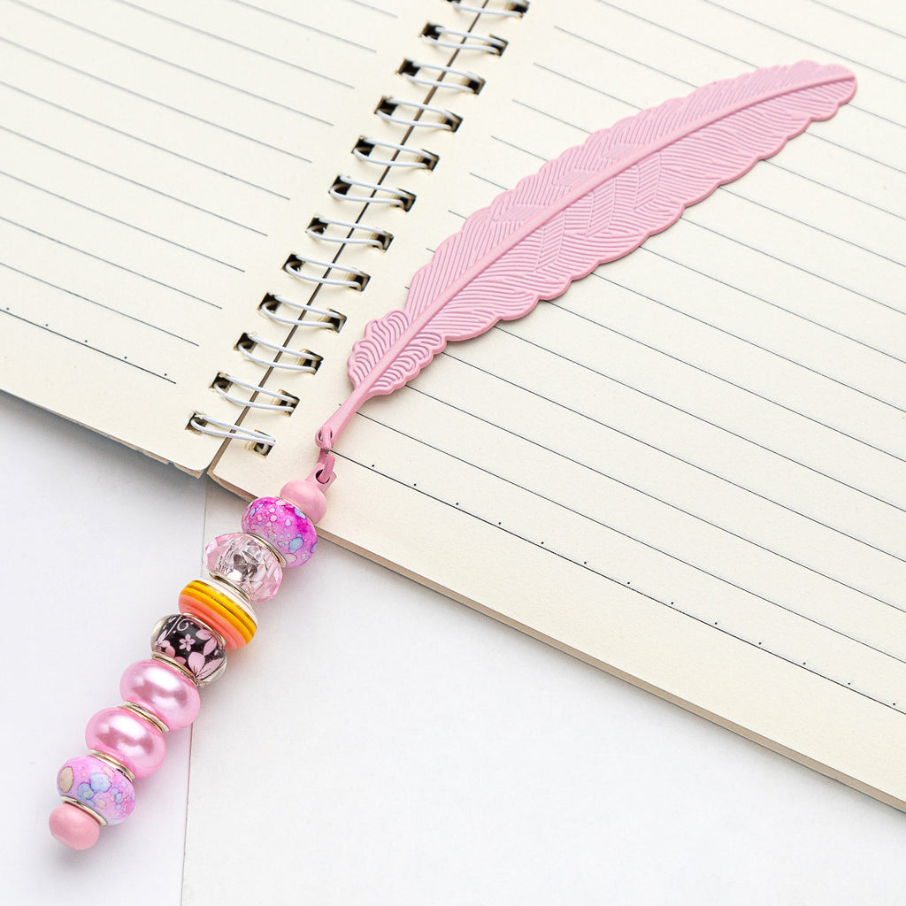 14-Color DIY feather bookmark, cartoon pendant, reading mark page holder 19.6 * 2.4cm