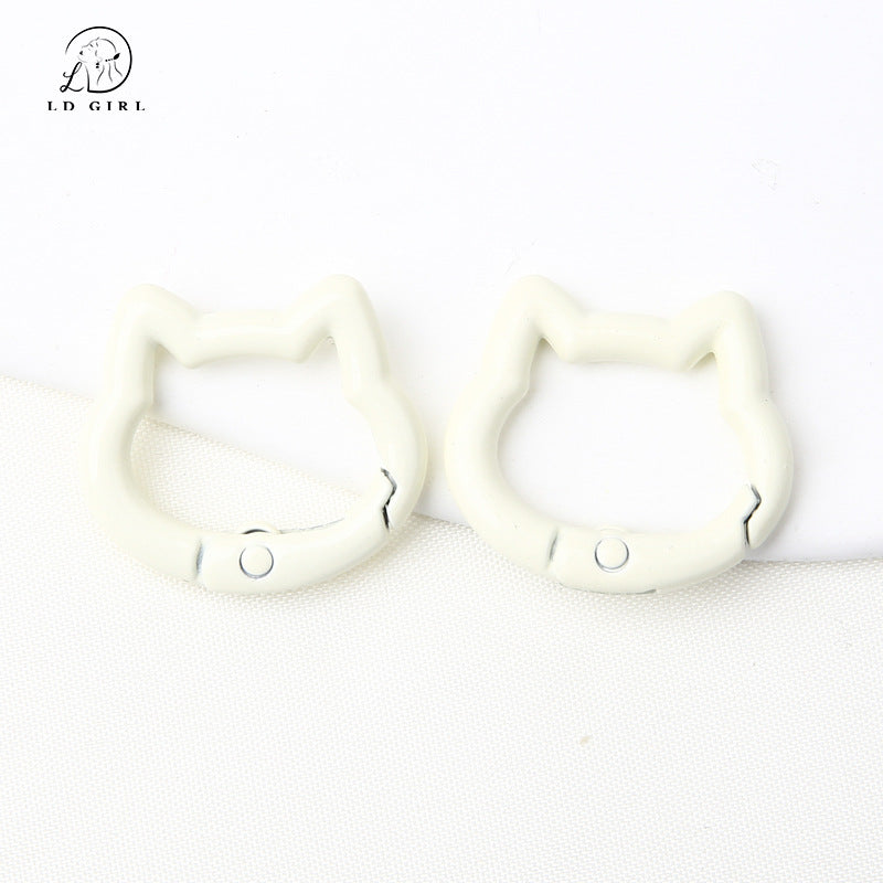 A Color paint cat head spring chain, key chain, DIY accessories, alloy connecting ring