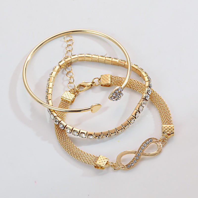 B2,Fashion Green Grandmother Diamond Bracelet Set