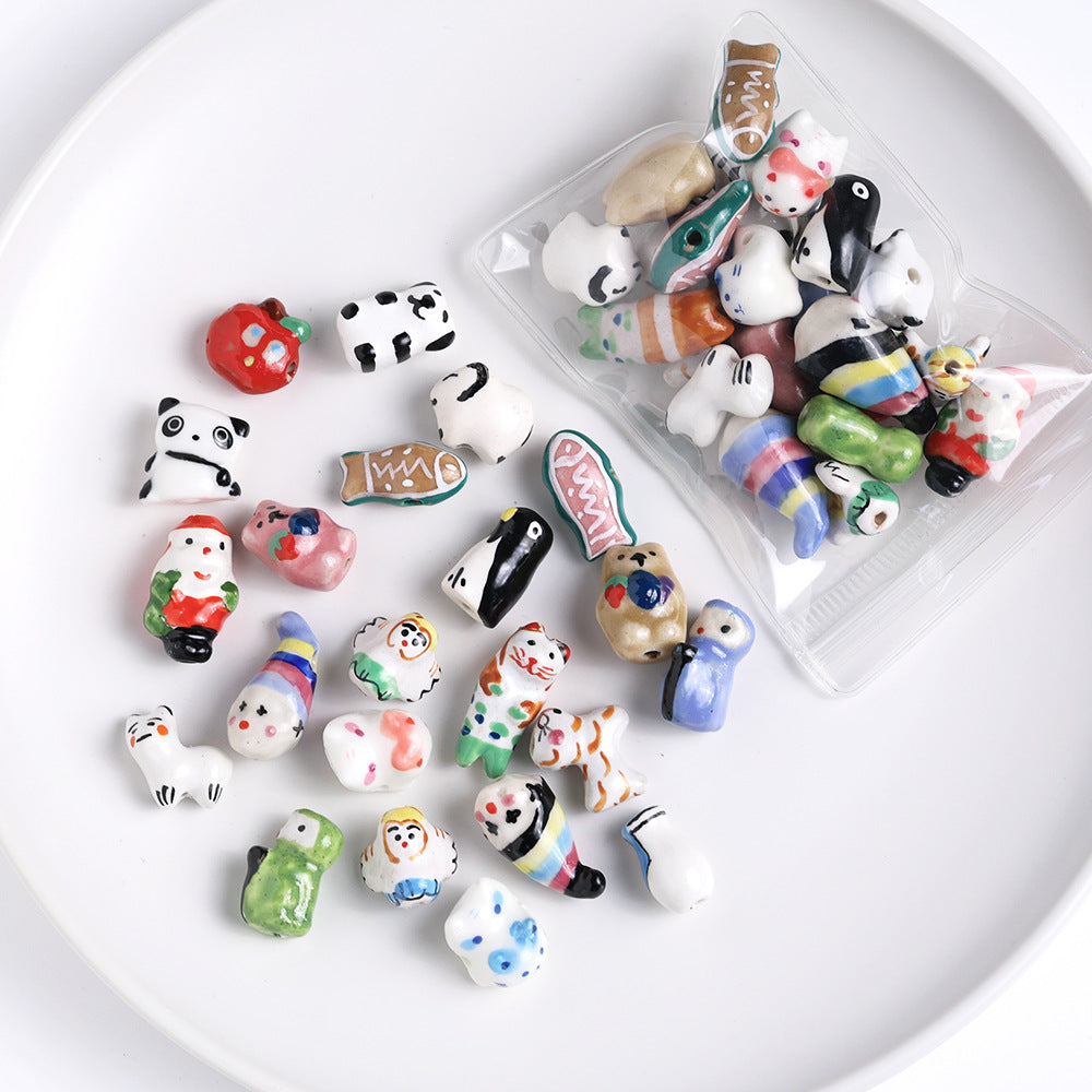 Ceramic mixed beads sets, hand-painted DIY accessories sets