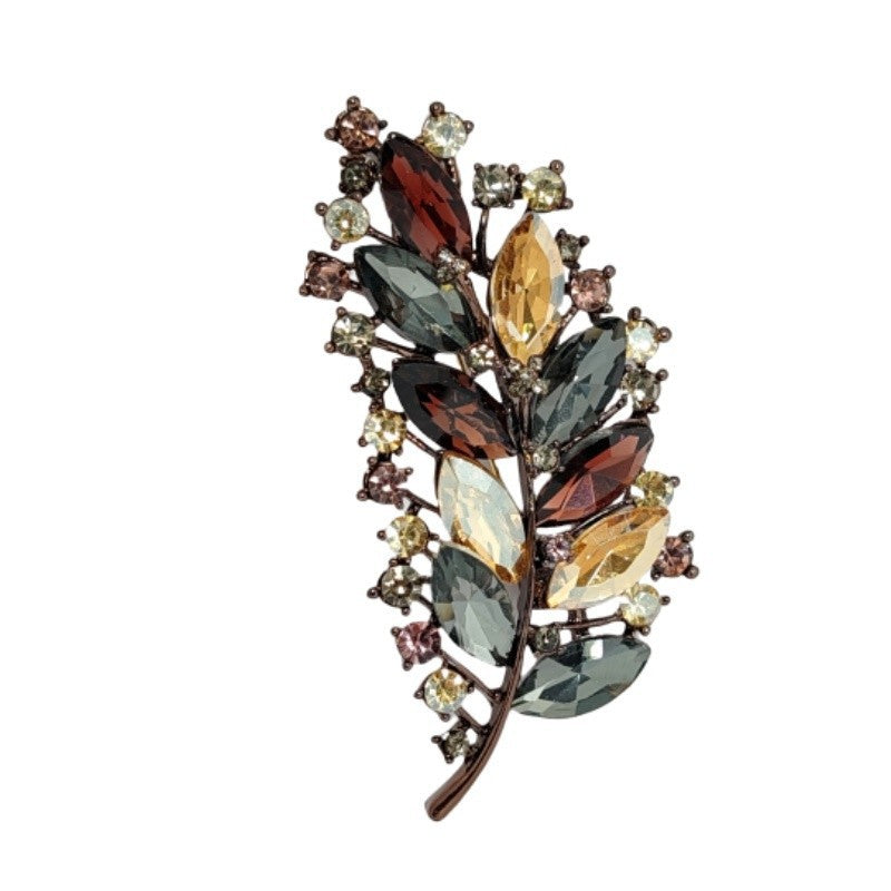 New Vintage Fashion Rhinestone Elegant Cheongsam Brooch High-End Exquisite Feather Pin