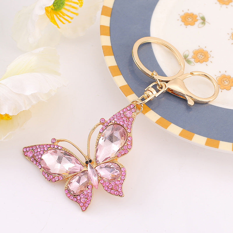 18-Color Stone Diamond Butterfly Keychain, Necklace