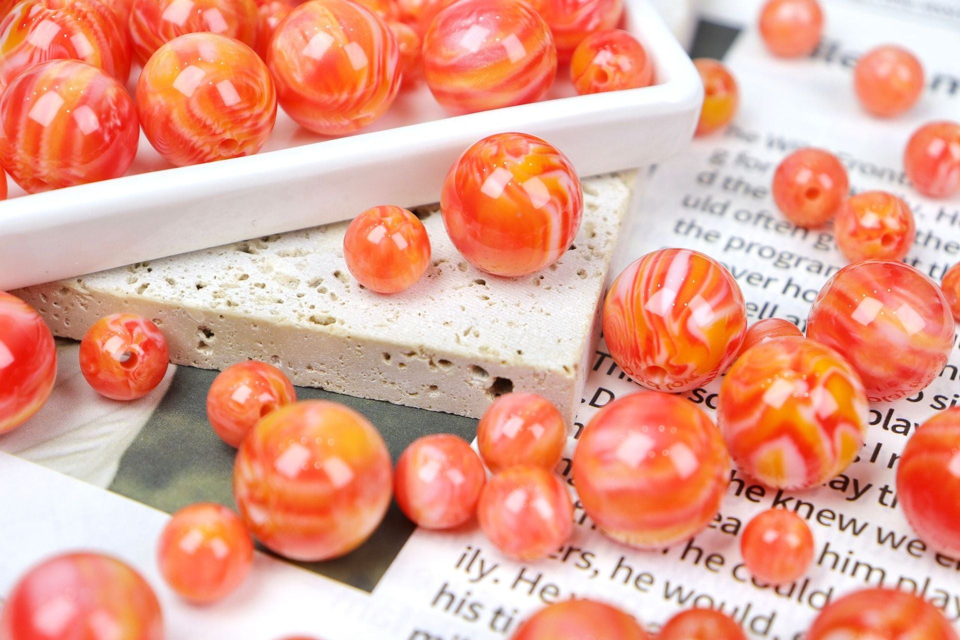 NO.25 Monet oil painting style vintage resin beads （莫奈油画风）朽木生花