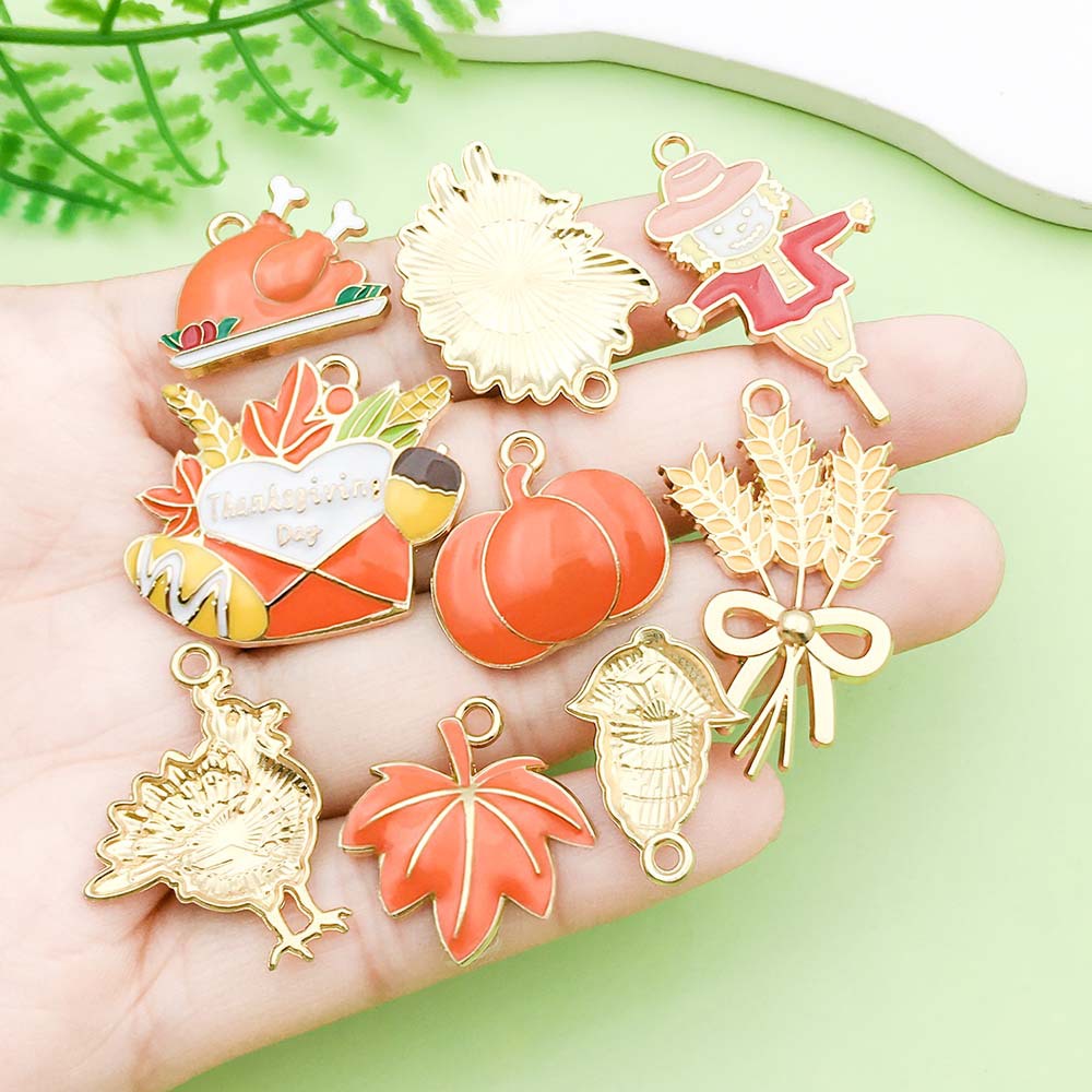 Thanksgiving series gold plated enamel charm metal alloy