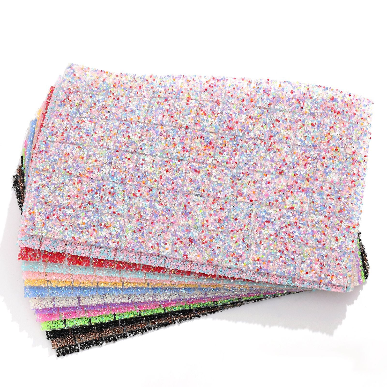 14-Color Flat Bottom Round Diamond Square Diamond, [Whole sheet 24*40cm, small squares 3*4cm]