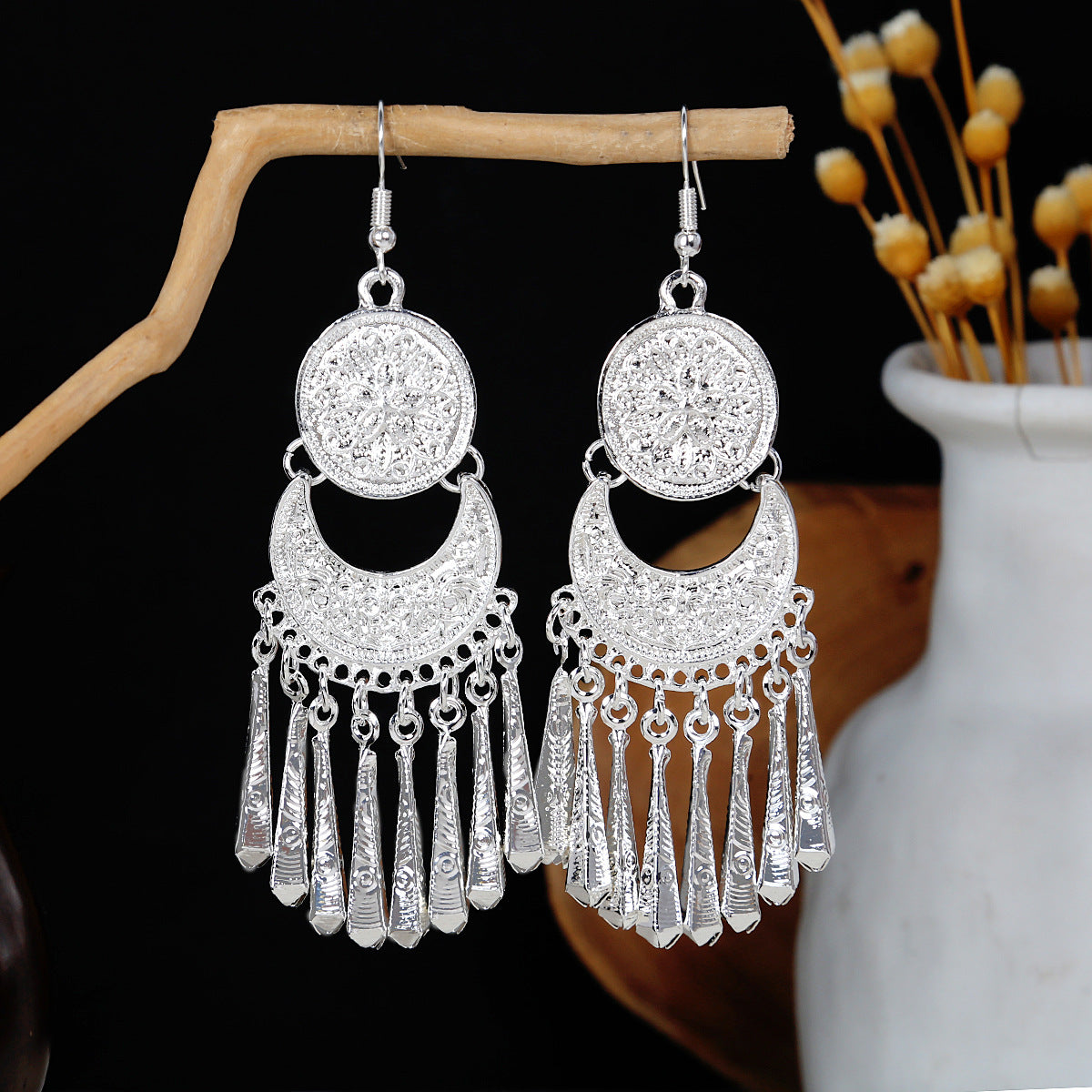 E6,Miao silver earrings