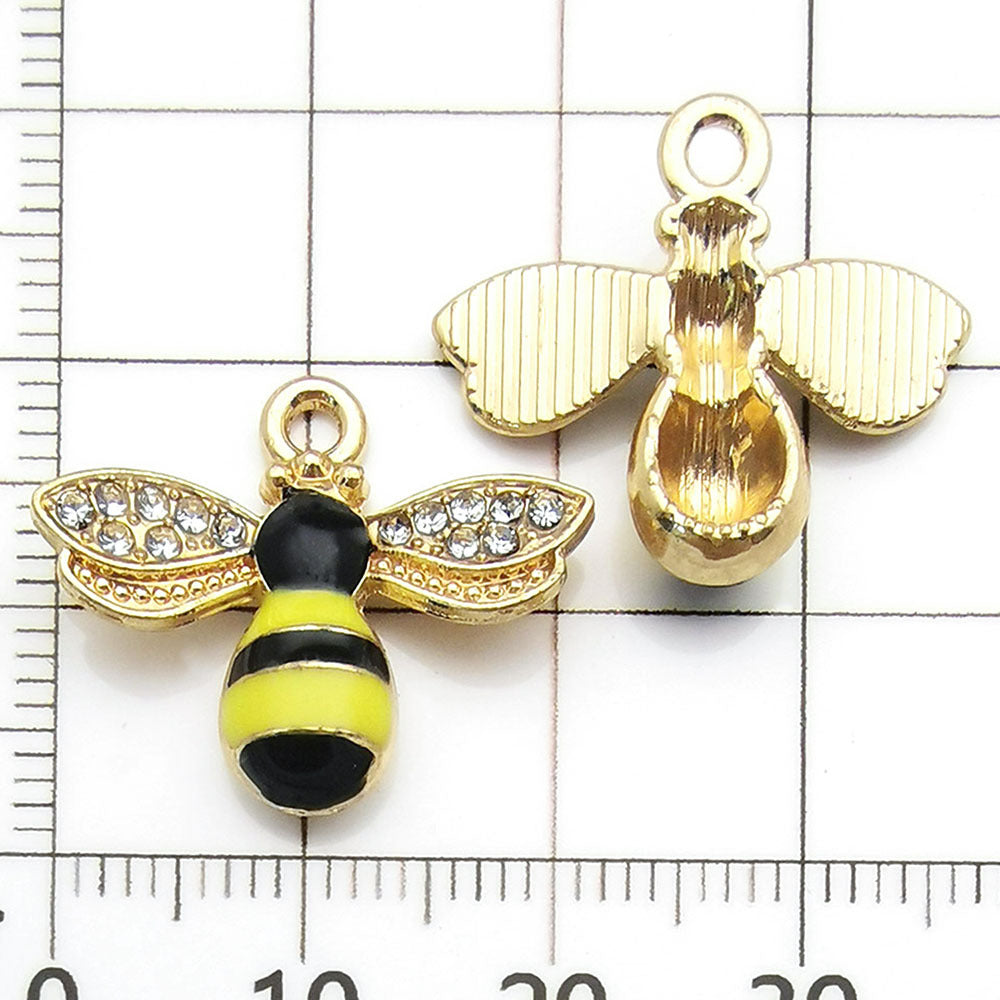 NO.23-3 Alloy bee series gold plated enamel charm