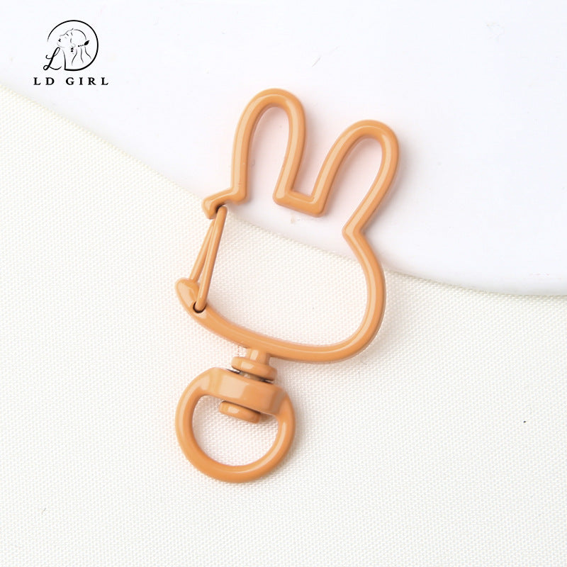 A spring buckle, universal rotation, candy-colored bunny, cat love keychain, DIY jewelry accessories.