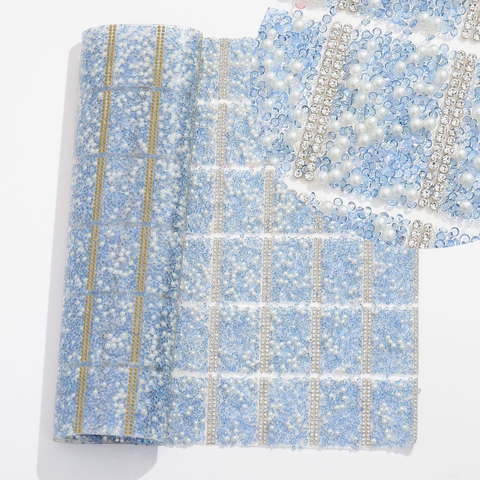 7-Color Pointed bottom with pearl double-sided glue square diamond piece [whole piece 24 * 40cm small square 3 * 4cm]