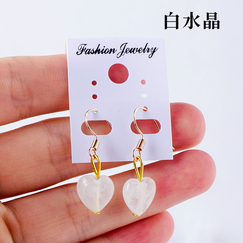 6-Types,2-Color, Natural crystal and gemstone earrings