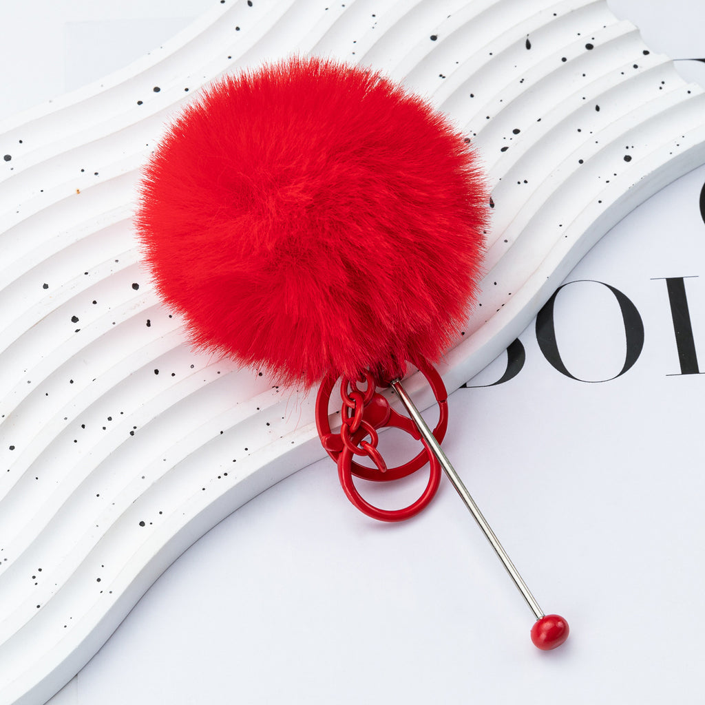 DIY beaded hairball keychain, creative plush keychain